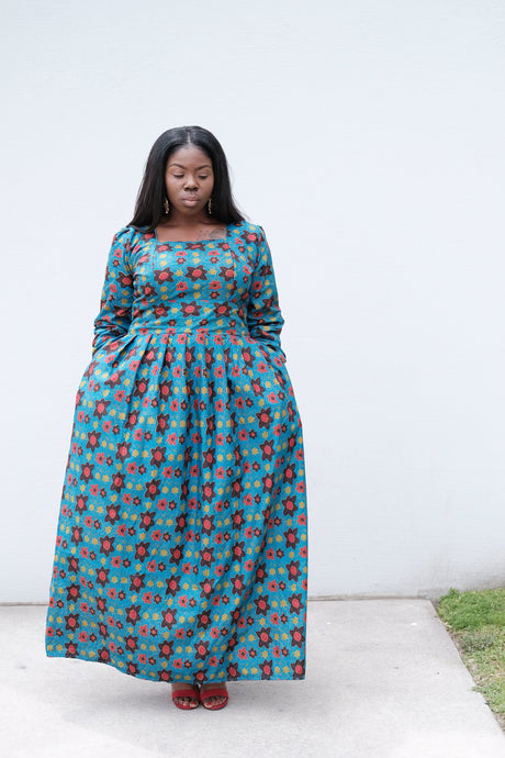 Mofe blue floral maxi dress