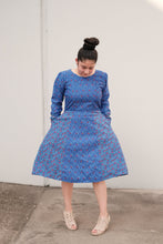 Rente blue two pattern floral long sleeve dress