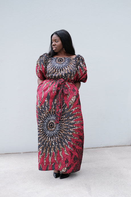 Teju wine bold maxi dress