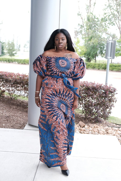 Teju blue bold maxi dress