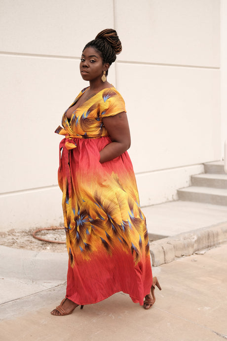 Owa red and yellow maxi dress