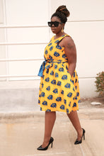 Owa sleveeveless yellow and blue dress