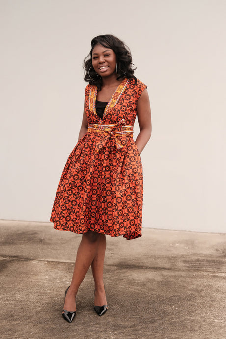 Niran orange and black dress