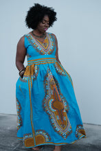 Jelina vertical turquoise maxi dress