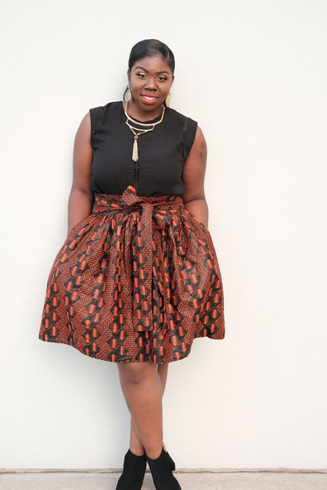 orange and black dark skirt