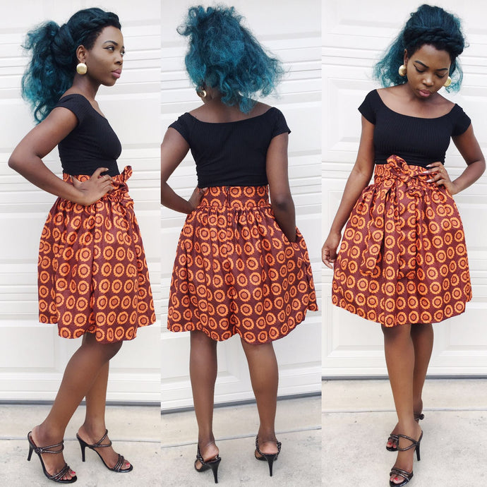 Orange  and brown circle skirt