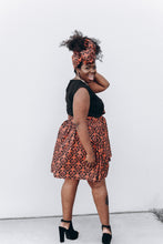 Elewe orange and black skirt with headwrap