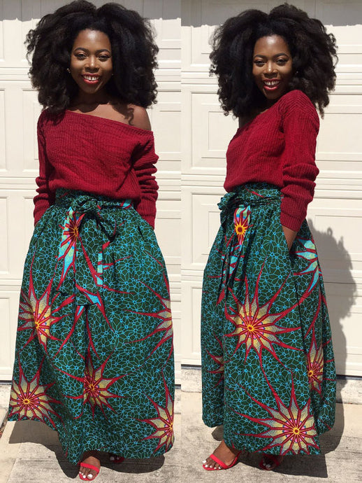 Green bold veroex full length maxi skirt