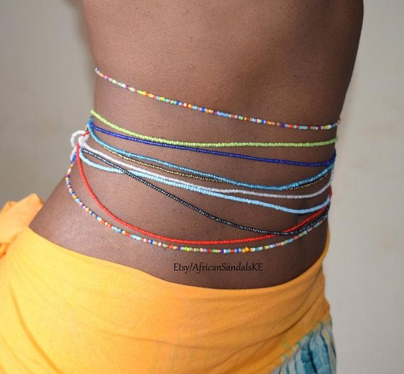 Wholesale 12 strands of African  stretched waist beads