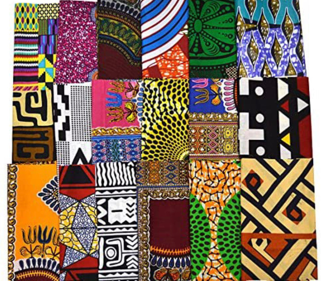 African Ankara 8 pieces quarter of yard 17” by 22”