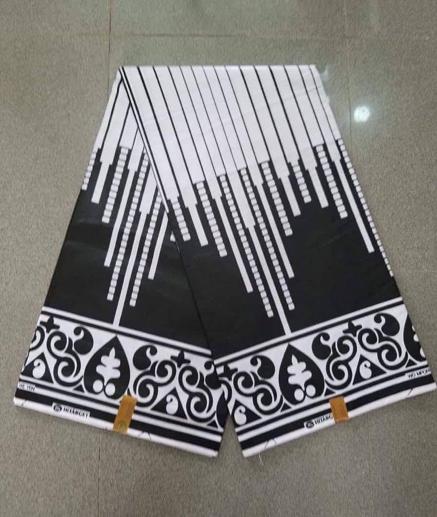 White and black stripes bold Ankara print