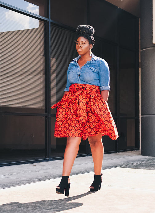 Orange and black dark circle skirt